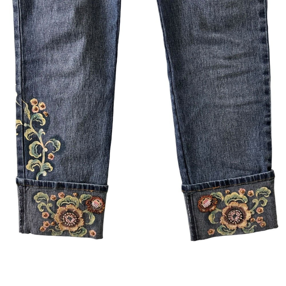 DG2 Diane Gilman Floral Embroidered Cropped Jeans 6P